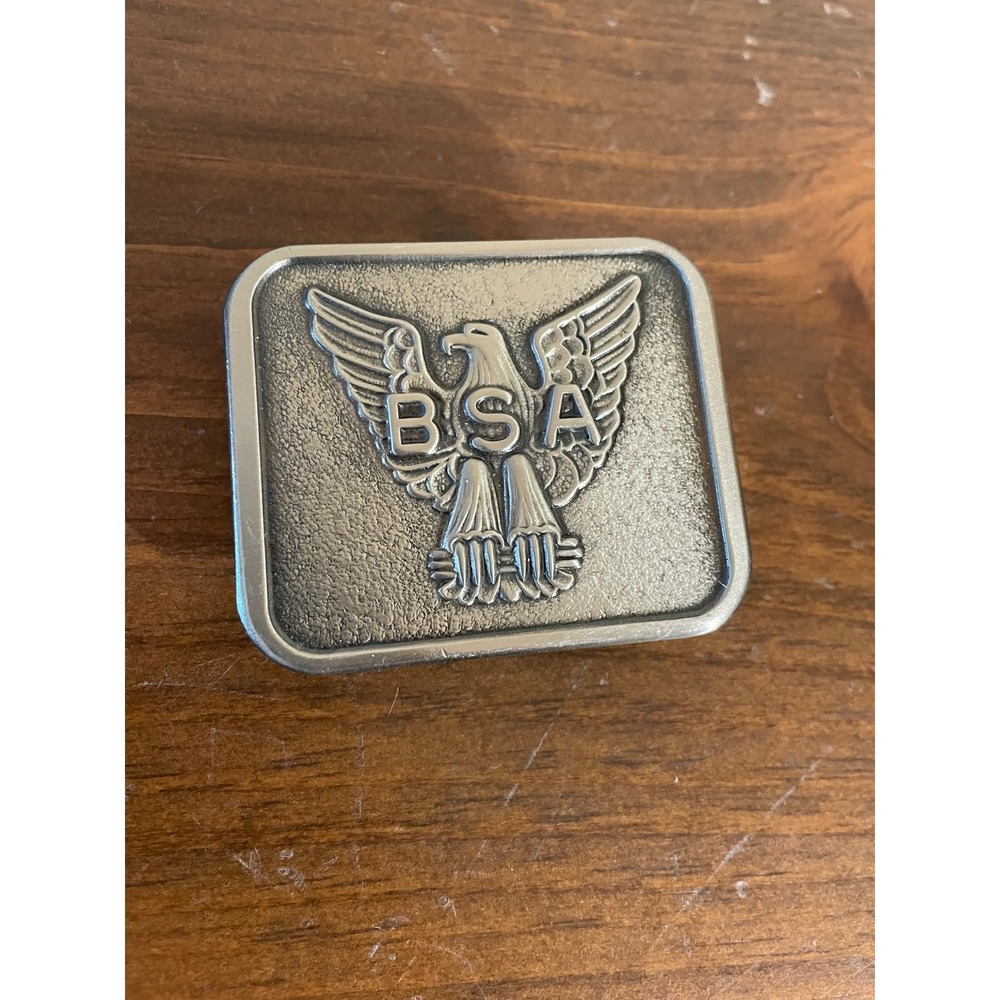 Boy Scouts of America BSA Eagle Belt Buckle Silver Tone Metal Antiqued Finish